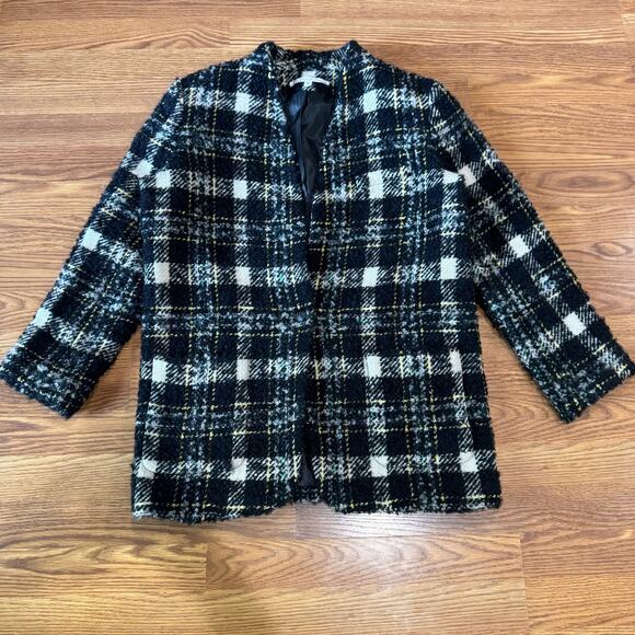 Veronica Beard Black wool Blend Crispin Tweed boxy oversized Coat size 10 - Picture 10 of 14